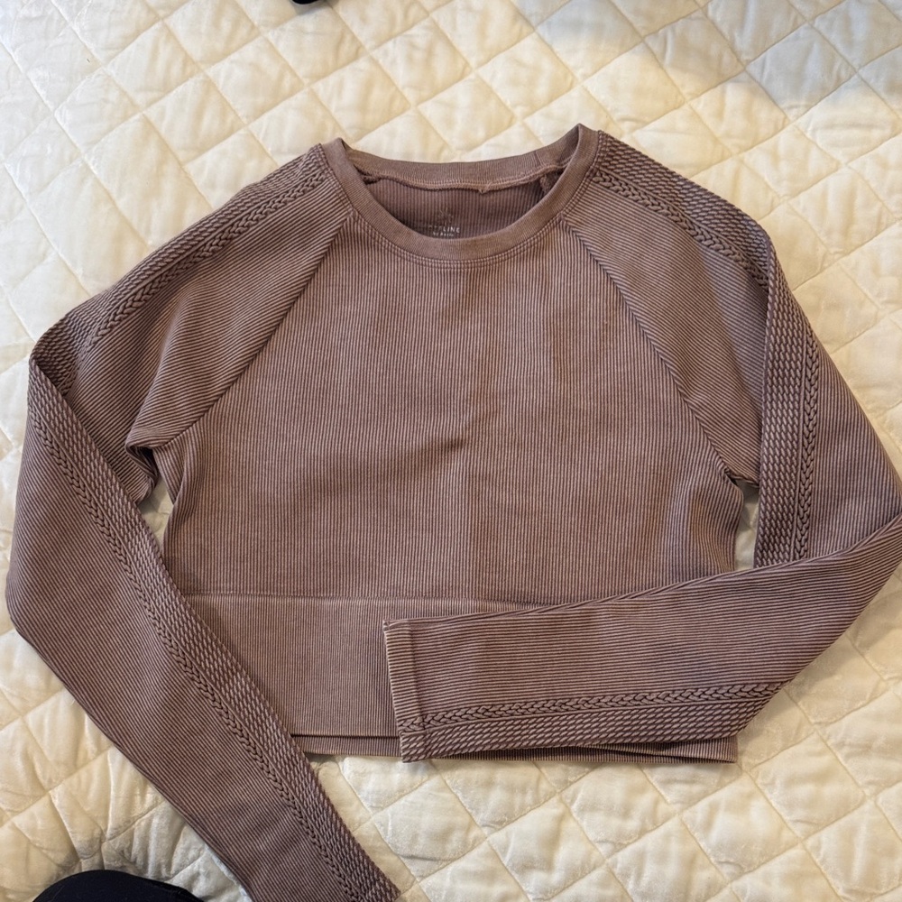 Brown/Red Long Sleeve Cropped Athletic top
